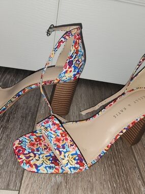 Kelly & Katie Floral Ankle-Strap Block Heel Sandals - Multicolor